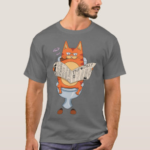 Katze auf der Toilette Funny Cat Liebhaber Toilett T-Shirt