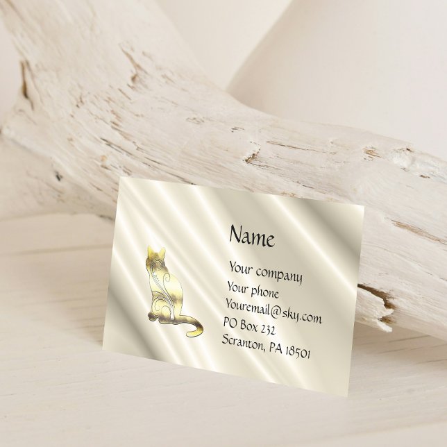 Katze auf der White Satin Business Card Visitenkarte (Von Creator hochgeladen)