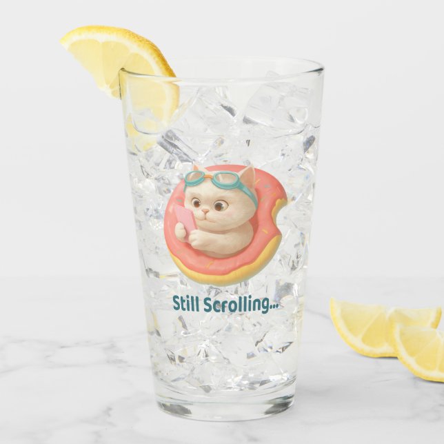 Katze auf Donut-Pool-Schwimmkörper Glas (Vorderseite Ice)