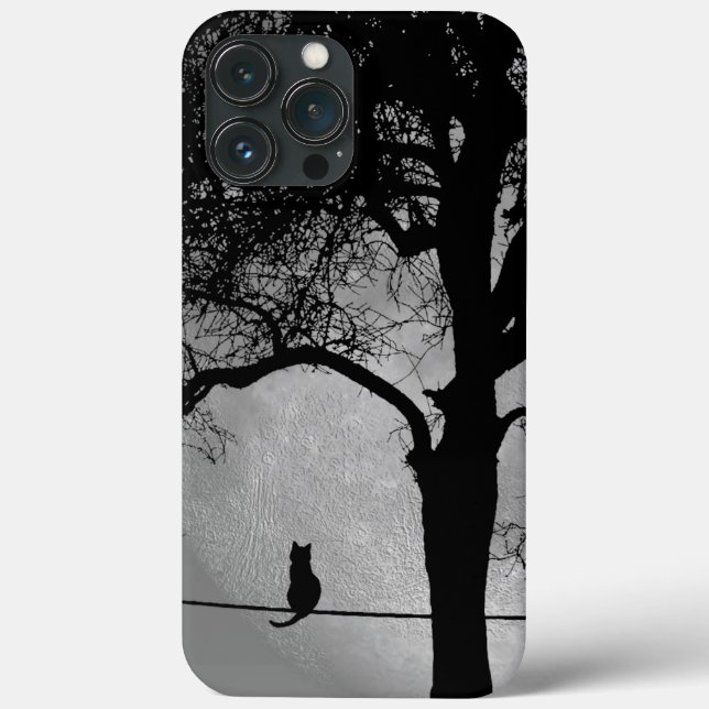 Katze auf einem Draht Vollmond Case-Mate iPhone Hülle (Rückseite)