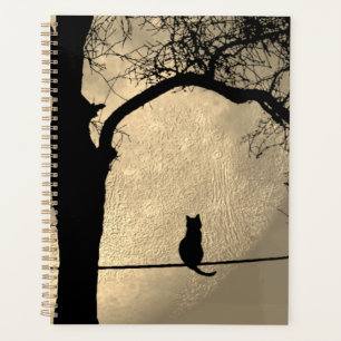 Katze auf einem Draht Vollmond Planer