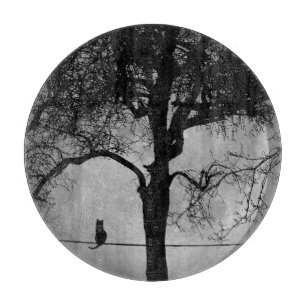 Katze auf einem Draht Vollmond Schneidebrett