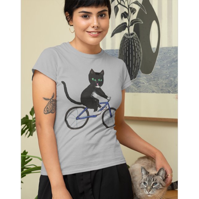 Katze auf einem Fahrrad Katzen auf Fahrrädern Smok T-Shirt (Von Creator hochgeladen)