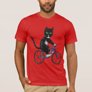 Katze auf einem Fahrrad zum Shirt Radfahren