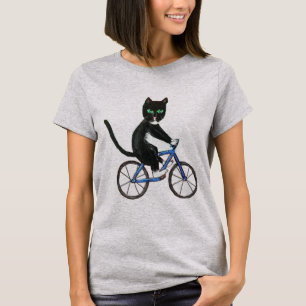Katze auf einem Fahrradhemd für Frauen, die auf d T-Shirt