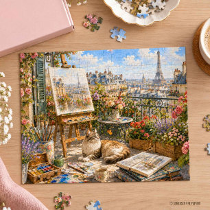 Katze auf einem Pariser Balkon Puzzle