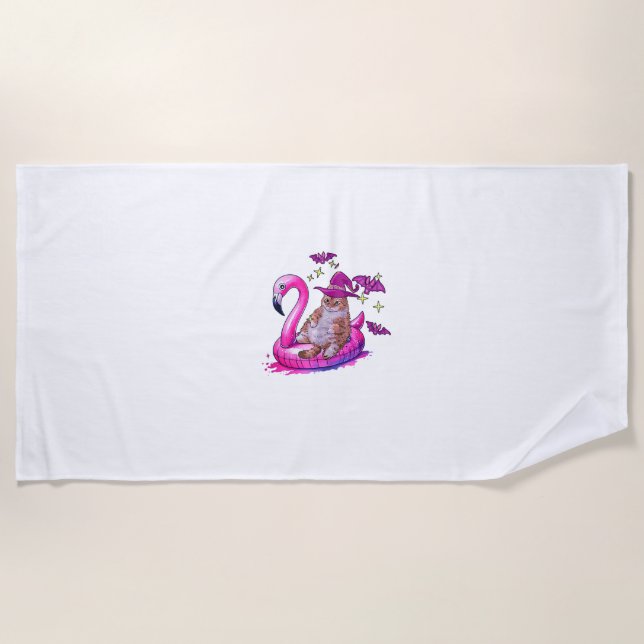 Katze auf einem Pool Funny Spookoky Sommer Summerw Strandtuch (Vorderseite)