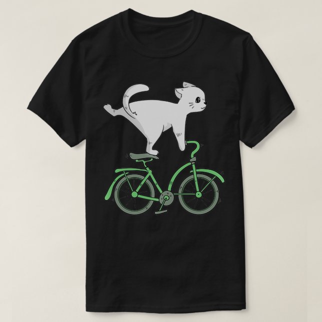 Katze auf einem Rad Kitten Radfahrer Lover T-Shirt (Design vorne)