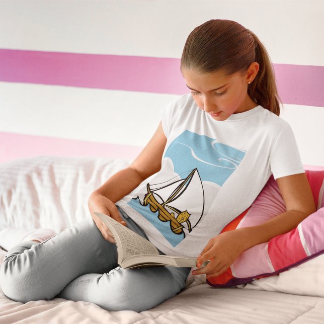 Katze auf einem Segelschiff-T - Shirt (Von Creator hochgeladen)