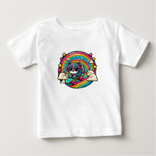 Katze auf einem Skateboard-Baby Baby T-shirt