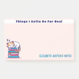 Katze auf einem Stapel Bücher Niedliche Personalis Post-it Klebezettel