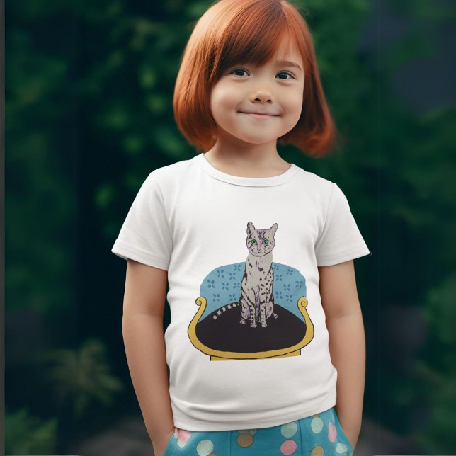 Katze auf einem Stuhl T - Shirt Katzenliebhaber Ge (Von Creator hochgeladen)