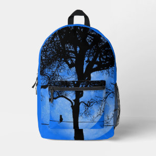 Katze auf einem Wirt Full Blue Moon Bedruckter Rucksack