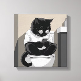 Katze auf einer Toilette Leinwanddruck