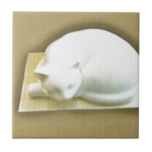 Katze auf Gold Box II Fliese