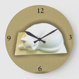 Katze auf Gold Box II Große Wanduhr