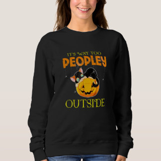 Katze auf ihre Weise Oo Leute draußen Halloween Sweatshirt