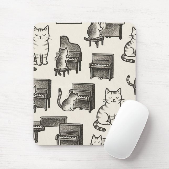 Katze auf Klavier-Mauspad Mousepad (Mit Mouse)