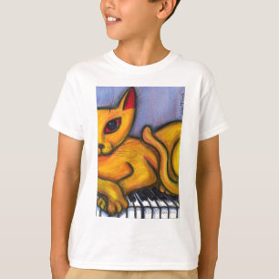Katze auf Klavier T-Shirt