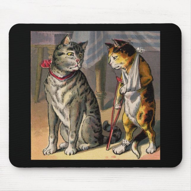 Katze auf Krücken Mousepad (Vorne)