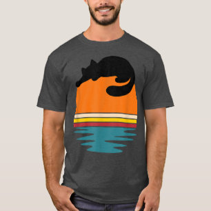 Katze auf Retro-Sonnenuntergang Niedliche Katze T-Shirt