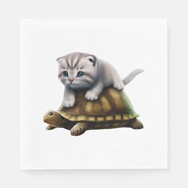 Katze auf Schildkröte Serviette (Vorderseite)