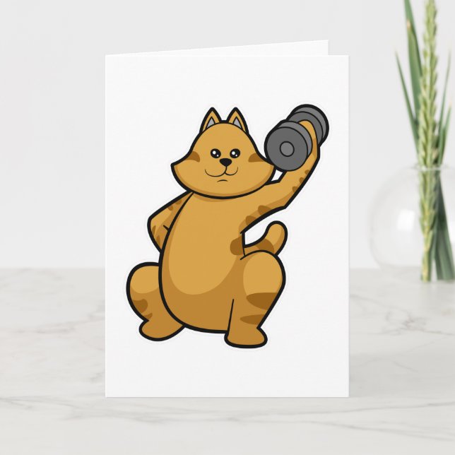 Katze auf Schulter Training mit Kurzhantel Karte (Vorderseite)