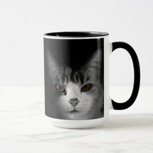 Katze auf schwarzer Tasse