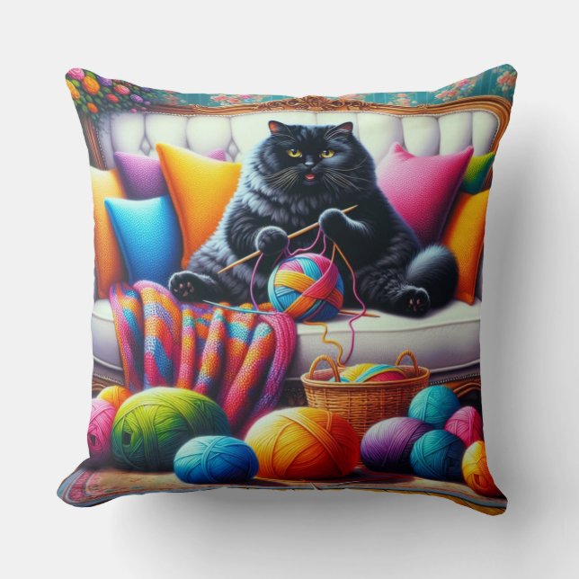 Katze auf Sofa mit Süßigkeiten Kissen (Vorderseite)