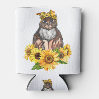 Katze Auf Sonnenblumen Hippie Shirt Niedliche Katz Dosenkühler