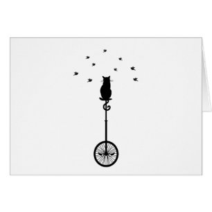Katze auf Vintagem Fahrrad mit Vögeln