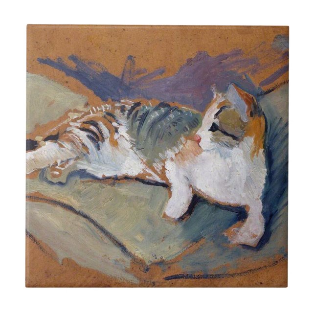 Katze, August Macke Keramik Tile Fliese (Vorderseite)