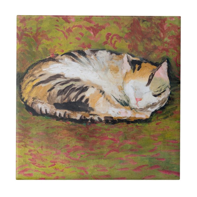 Katze, August Macke Keramik Tile Fliese (Vorderseite)