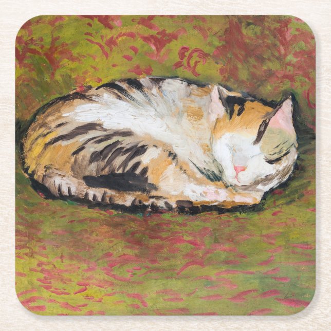 Katze, August Macke Square Paper Untersetzer (Vorderseite)