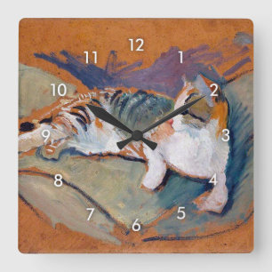 Katze, August Macke Square Wall Uhr