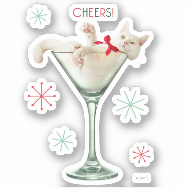 Katze aus Martini-Glas Aufkleber (Vorderseite)