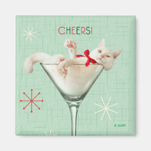 Katze aus Martini-Glas Magnet