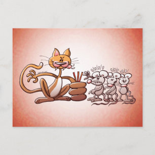 Katze Auswählen einer Maus durch Zeichn des Kurzen Postkarte