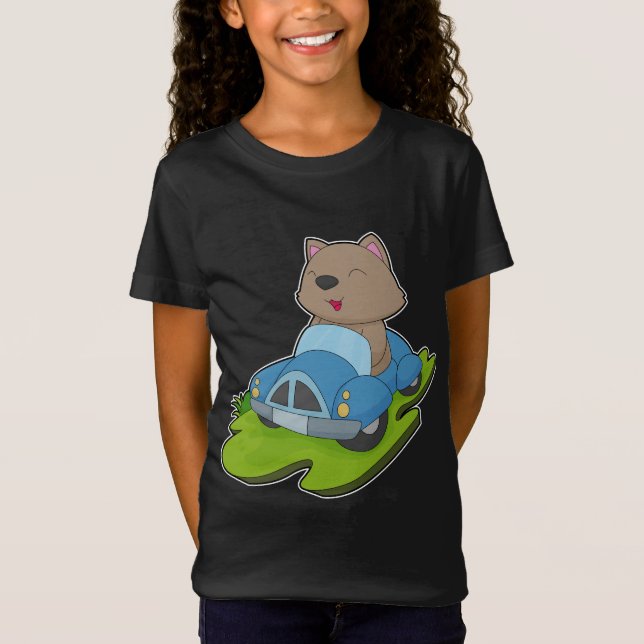 Katze Auto T-Shirt (Vorderseite)