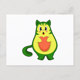 Katze Avocado Postkarte