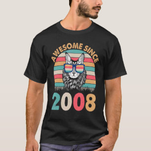 Katze Awesome Seit 2008 Alles Gute Zum Geburtstag T-Shirt