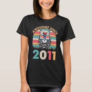 Katze Awesome Seit 2011 Alles Gute Zum Geburtstag T-Shirt