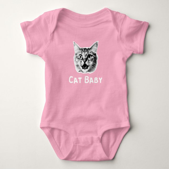 Katze Baby Retro Strampler (Vorderseite)