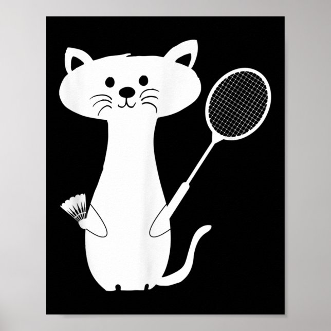 Katze Badminton Shuttle für Männer Frauen Kinder Poster (Vorne)