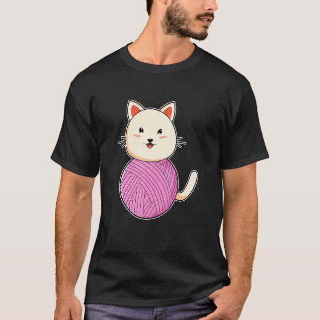 Katze Ball Garn T-Shirt (Vorderseite)