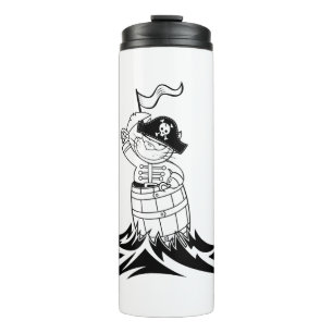 Katze Barrel Meer The Waves Pirate Flag Reise Thermosbecher