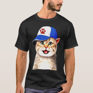 Katze Baseballkappe Tragende Katze Sport Haustiere T-Shirt
