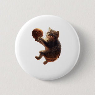 Katze Basketball spielen Funny Cats Mama Meow Kitt Button