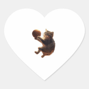 Katze Basketball spielen Funny Cats Mama Meow Kitt Herz-Aufkleber