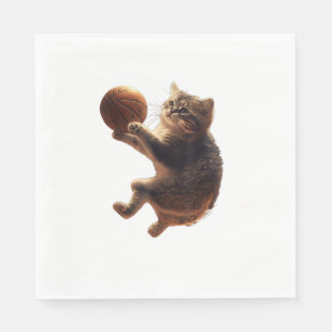Katze Basketball spielen Funny Cats Mama Meow Kitt Serviette